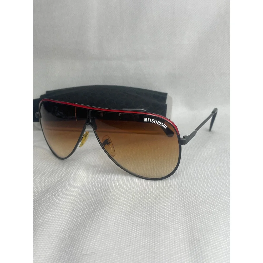 VTG Mitsubishi Driving Race Sunglasses Metal Frame Amber Gradient Lenes FS4002